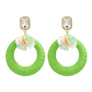 ( green)trend spring color earrings occidental style Earring lady elegant Round flowers earring