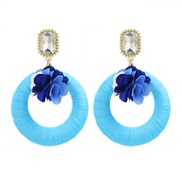 ( blue)trend spring color earrings occidental style Earring lady elegant Round flowers earring