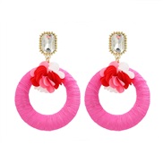 ( rose Red)trend spring color earrings occidental style Earring lady elegant Round flowers earring