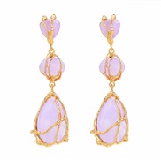 (purple)spring occidental style earrings woman trend Alloy multilayer resin earring Bohemian style exaggerating