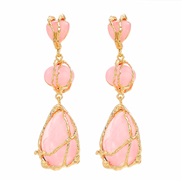 ( Pink)spring occidental style earrings woman trend Alloy multilayer resin earring Bohemian style exaggerating