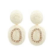 ( white)trend spring color earrings occidental style Earring woman Round weave Earringearrings