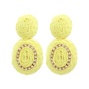( yellow)trend spring color earrings occidental style Earring woman Round weave Earringearrings