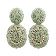 ( green)trend spring color earrings occidental style Earring woman Round weave Earringearrings