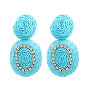 ( blue)trend spring color earrings occidental style Earring woman Round weave Earringearrings