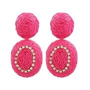 ( rose Red)trend spring color earrings occidental style Earring woman Round weave Earringearrings