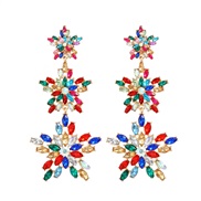 ( Color)trend colorful diamond earrings multilayer fully-jewelled star earring woman occidental style exaggerating Five