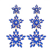 ( blue)trend colorful diamond earrings multilayer fully-jewelled star earring woman occidental style exaggerating Five-