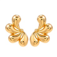( Gold)spring Alloy earrings occidental style Earring lady trend surface Metal flowers ear studearrings