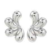 ( Silver)spring Alloy earrings occidental style Earring lady trend surface Metal flowers ear studearrings
