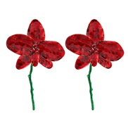 ( red)spring occidental style earrings Alloy enamel flowers Earring woman trend exaggerating big flowers