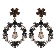 ( champagne) fashion temperament Rhinestone geometry earrings woman classic style flowers hollow earring Earring