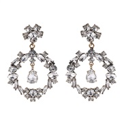 ( white) fashion temperament Rhinestone geometry earrings woman classic style flowers hollow earring Earring