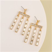 ( white)occidental style creative geometry big color crystal earrings woman tassel fashion all-Purpose temperament Earr