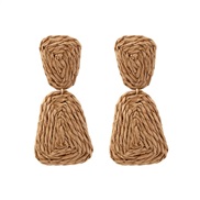 ( Brown)occidental style handmade weave geometry earrings fashion creative Bohemia earrings