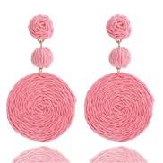 ( Pink)spring summer high samll weave earrings woman Countryside wind handmade Bohemia Earring