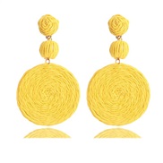 ( yellow)spring summer high samll weave earrings woman Countryside wind handmade Bohemia Earring
