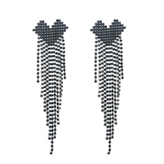( black)silver fully-jewelled brief super love earrings Korean style long style tassel temperament all-Purpose banquet 