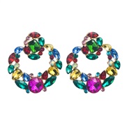 ( Color)occidental style temperament exaggerating earrings woman fashion embed glass diamond high Round palace wind