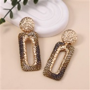 ( yellow) color fully-jewelled hollow glass crystal geometry earring   retro medium temperament Earring woman