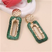 ( green) color fully-jewelled hollow glass crystal geometry earring   retro medium temperament Earring woman