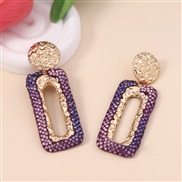 (purple) color fully-jewelled hollow glass crystal geometry earring   retro medium temperament Earring woman