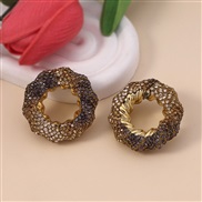 ( yellow)occidental style hollow glass fully-jewelled geometry Round color ear stud  mediumVintage high Earring