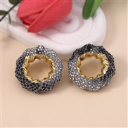 ( Silver)occidental style hollow glass fully-jewelled geometry Round color ear stud  mediumVintage high Earring