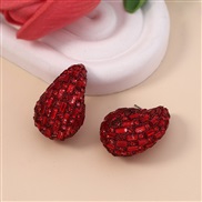 ( red) drop gradual change color glass fully-jewelled ear stud     high all-Purpose brief brilliant Earring