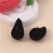 ( black) drop gradual change color glass fully-jewelled ear stud     high all-Purpose brief brilliant Earring