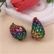 ( Color) drop gradual change color glass fully-jewelled ear stud     high all-Purpose brief brilliant Earring