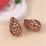 ( Rose Gold) drop gradual change color glass fully-jewelled ear stud     high all-Purpose brief brilliant Earring