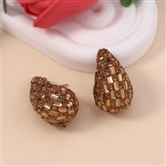 drop gradual change color glass fully-jewelled ear stud     high all-Purpose brief brilliant Earring