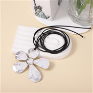 ( Silver) exaggerating leaf flower long style pendant necklace   high pattern flowers layer