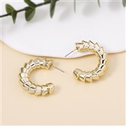 ( Gold) wind gold silver Irregular pattern circle Earring    high temperament personality ear stud