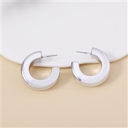 ( Silver) geometry circle earrings     trend fashion occidental style wind retroc woman Metal surface high ear stud