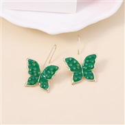 ( green)Japan and Korea samll sweet small fresh enamel color butterfly   spring Earring