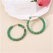 (green ) Bohemian style color Round beads ear stud   fashion color big circle circle all-Purpose Earring