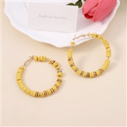( yellow) Bohemian style color Round beads ear stud   fashion color big circle circle all-Purpose Earring