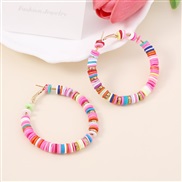 ( Colorred ) Bohemian style color Round beads ear stud   fashion color big circle circle all-Purpose Earring