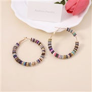 ( Color) Bohemian style color Round beads ear stud   fashion color big circle circle all-Purpose Earring