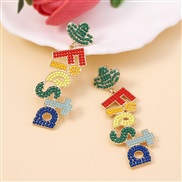 ( green) embed beads color Word earring   creative personality Word splice Earring