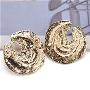 ( 1 Gold)occidental style exaggerating Irregular Round Alloy earrings retro temperament big ear stud