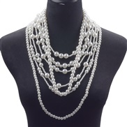 ( 1Pearl )occidental style exaggerating long style multilayer imitate Pearl clavicle chain Pearl necklace woman