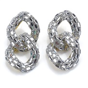 ( 2 Silver)occidental style exaggerating fashion chain diamond Alloy earrings temperament personality creative big ear 