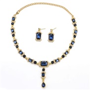 ( blue)diamond crystal square necklace fashion personality fresh temperament all-Purpose clavicle chain glass sweater c
