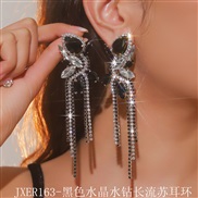 (JXER163  black crystallength   Tassels) occidental style fashion Earring fully-jewelled long tassel crystal earrings w