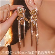 (JXER163  champagne crystallength   Tassels) occidental style fashion Earring fully-jewelled long tassel crystal earrin