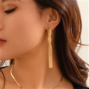 ( Gold 3161)occidental style  Metal wind twining snake chain ear stud  trend geometry long style weave Earring