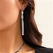 ( White K 3161)occidental style  Metal wind twining snake chain ear stud  trend geometry long style weave Earring